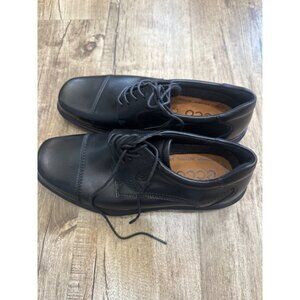 Ecco Mens Size 40 Black Leather Lace-Up Dress Shoes